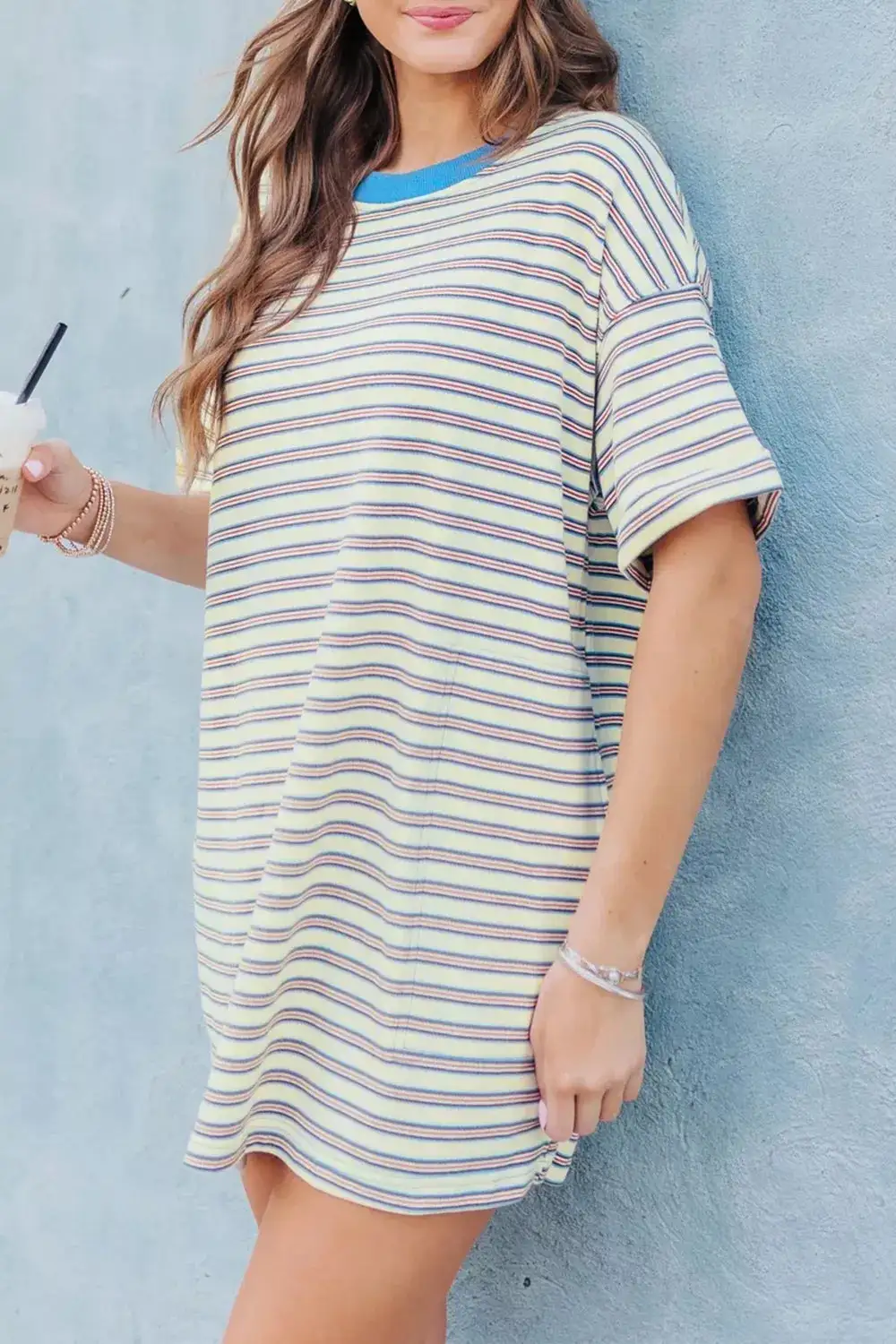 Striped Drop Shoulder Mini Dress