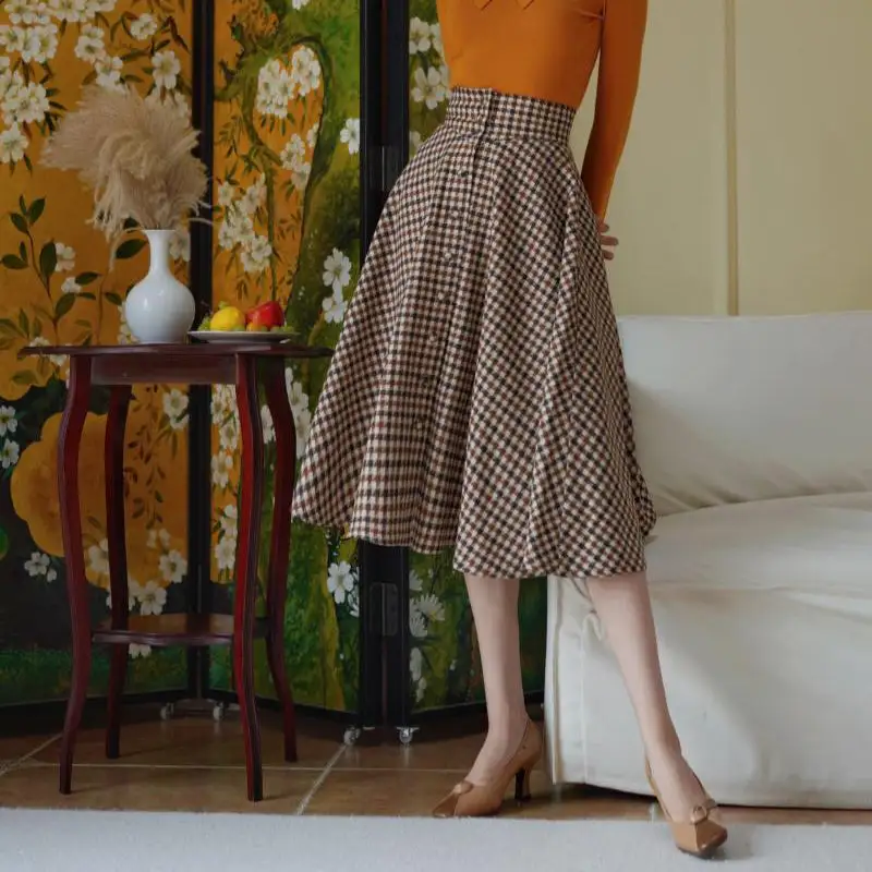 Office Everyday Casual Plaid Skirt
