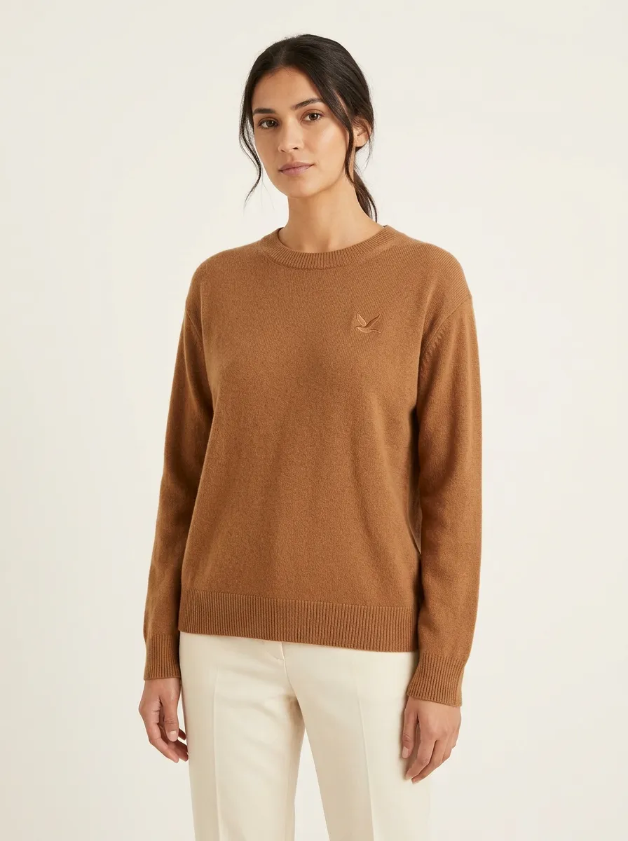 Women's Minimalist Bird Logo Embroidered Sweater
