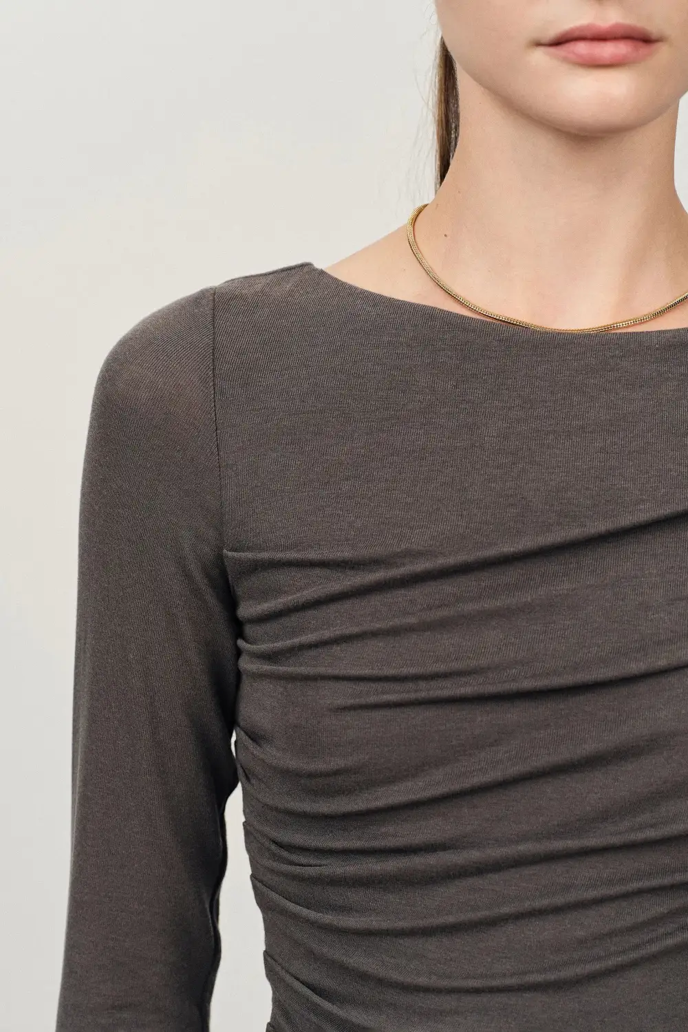 Refined Long Sleeve Pleated Lyocell Merino Knit Maxi Dress