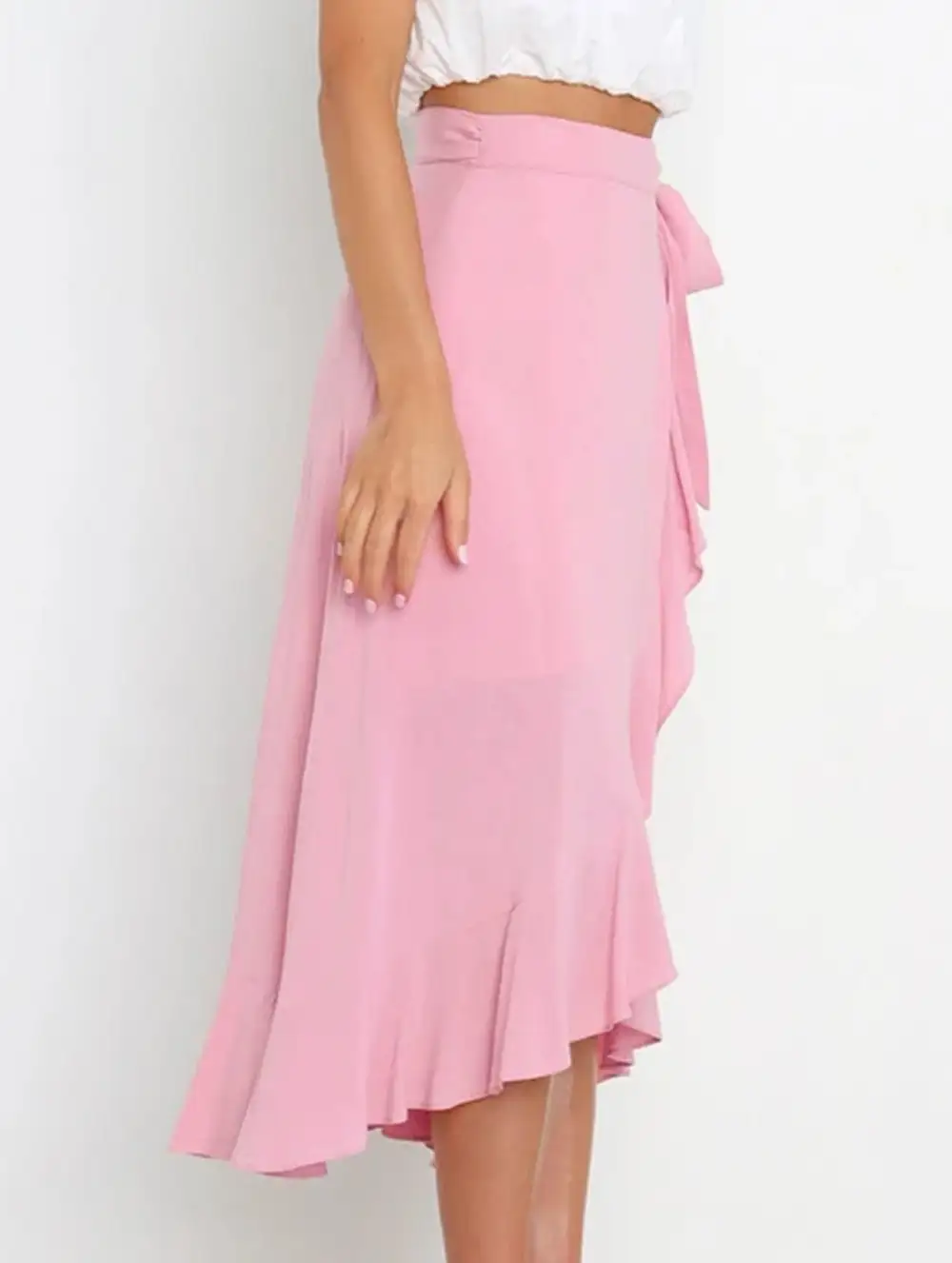 Tie Waist Irregular Skirt