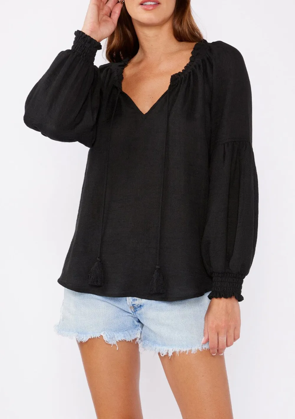 Tie Neck Long Sleeve Blouse