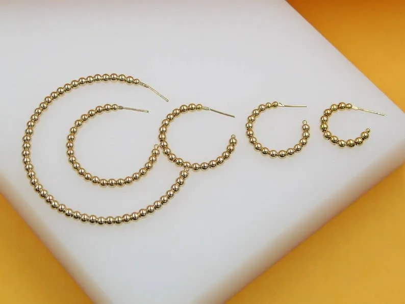Bead Link Open Hoop Earrings