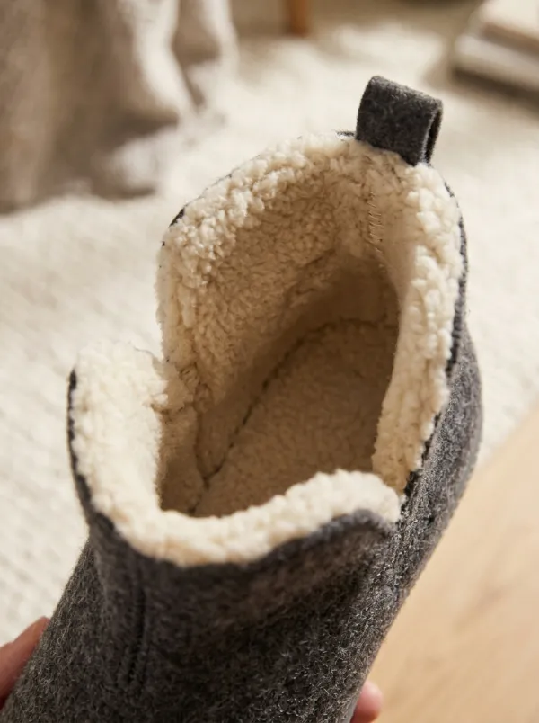 Everyday Minimalist Wool Lined Detail Unisex Warm Wool Shoes