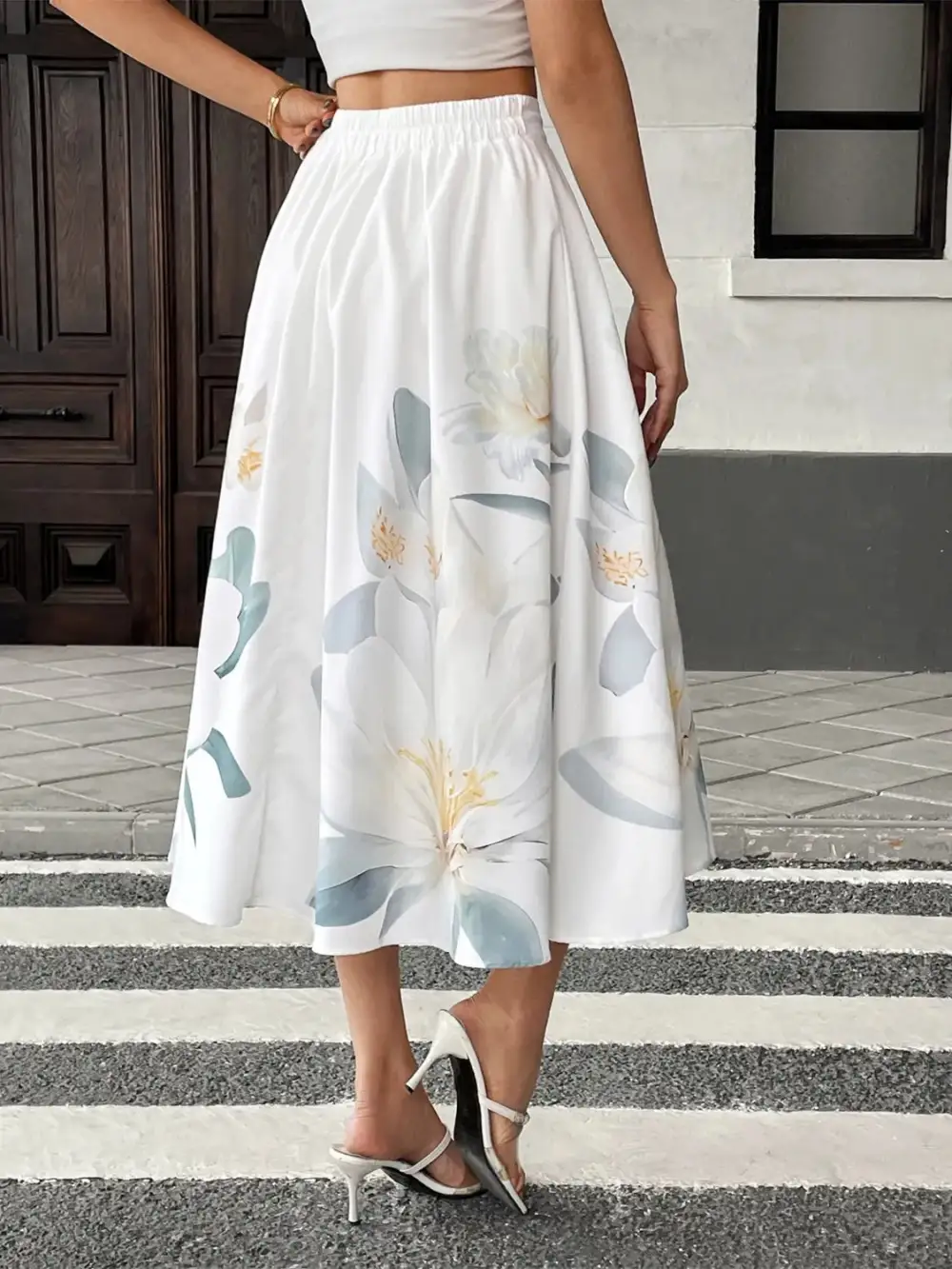 Easygoing Floral Print Midi Skirt
