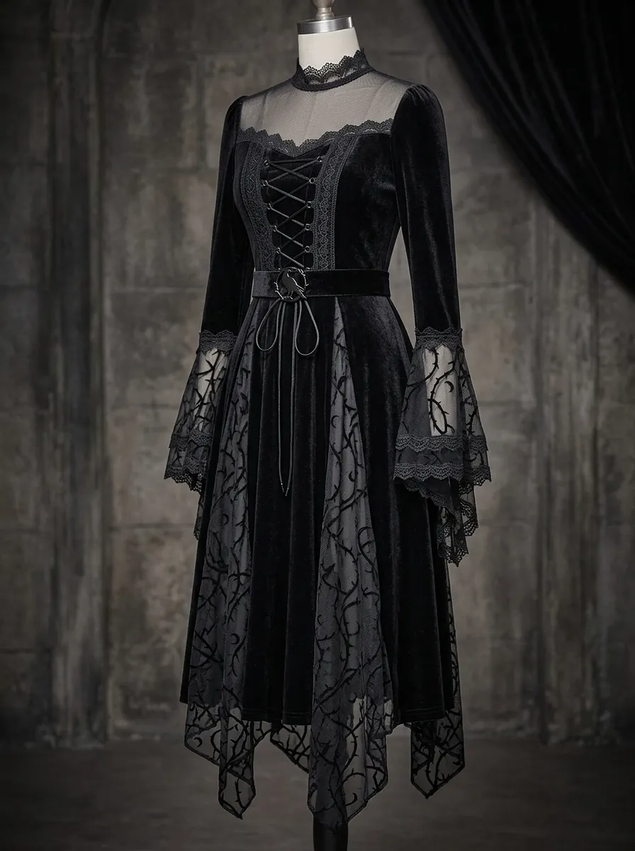 Victorian-Inspired Thorn Victorian Lace Style Women's Gothic Dress