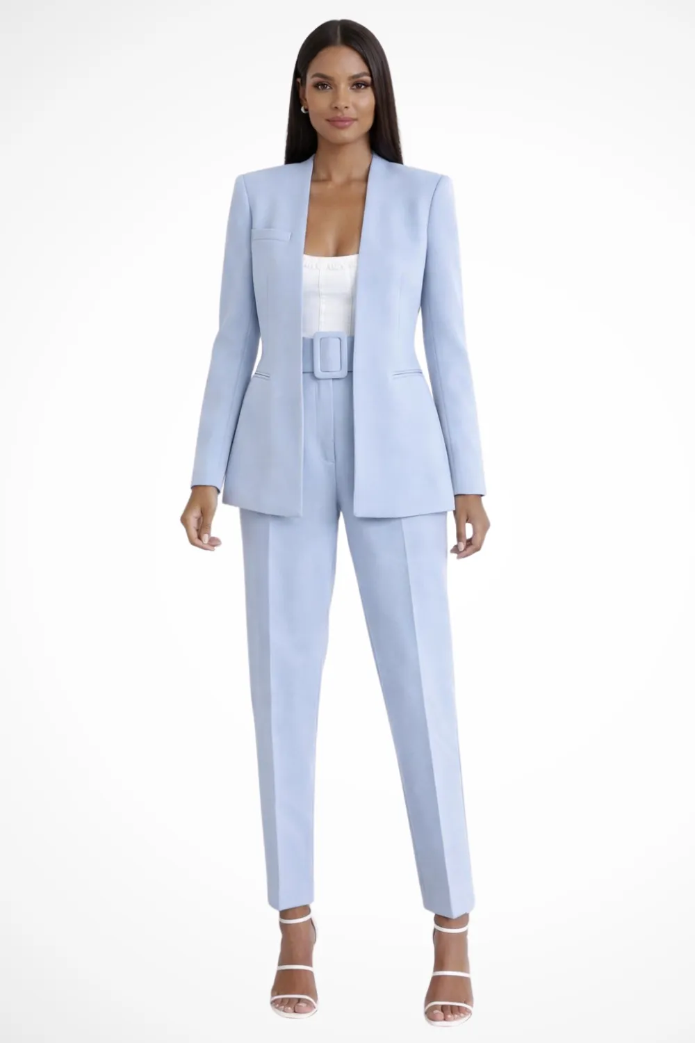  Tailored Blazer Wide Leg Pants Suit Set