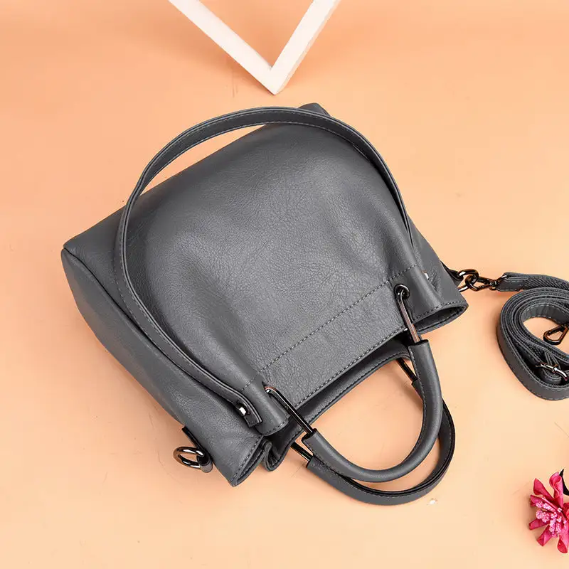 Retro Korean PU Leather Bucket Bag Minimalist Vintage 2025 Trend