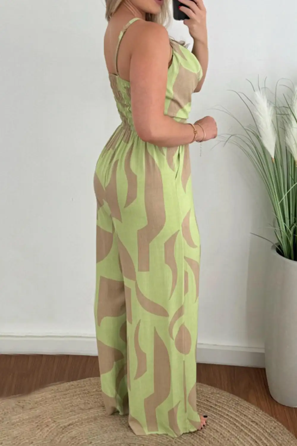 Two Tone Spaghetti Strap Wide Leg Jumpsuit