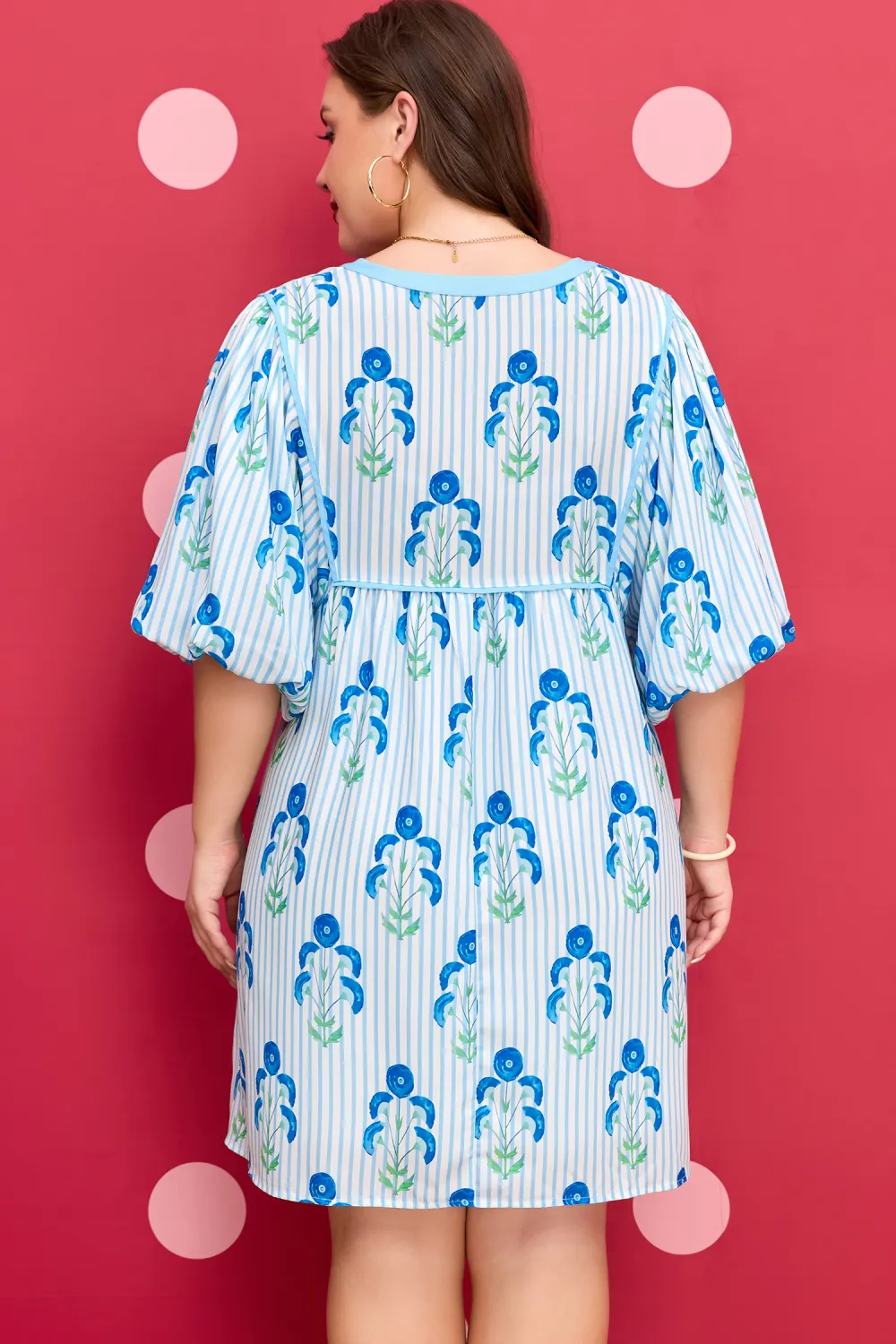 Blue Floral Plus Size Dress