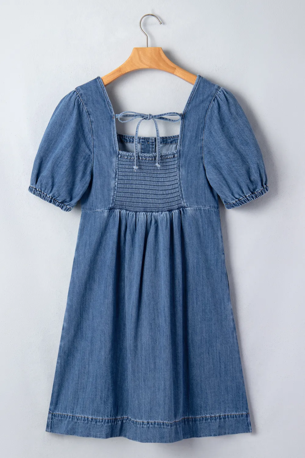 Deep Blue Square Neck Denim Dress