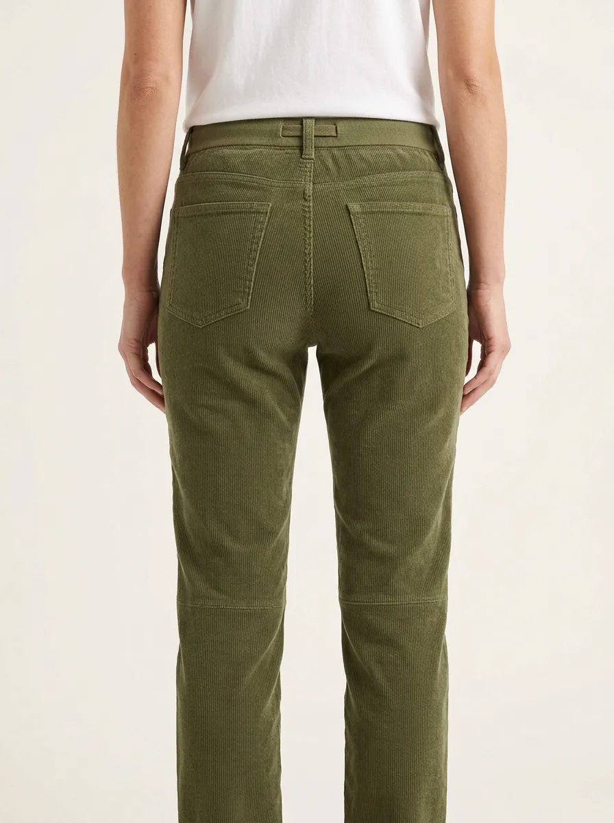 Five-Pocket Mid-Rise Straight-Leg Corduroy Pants