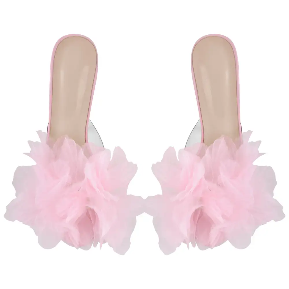 Platform Mesh Clear Stiletto Mule Sandals