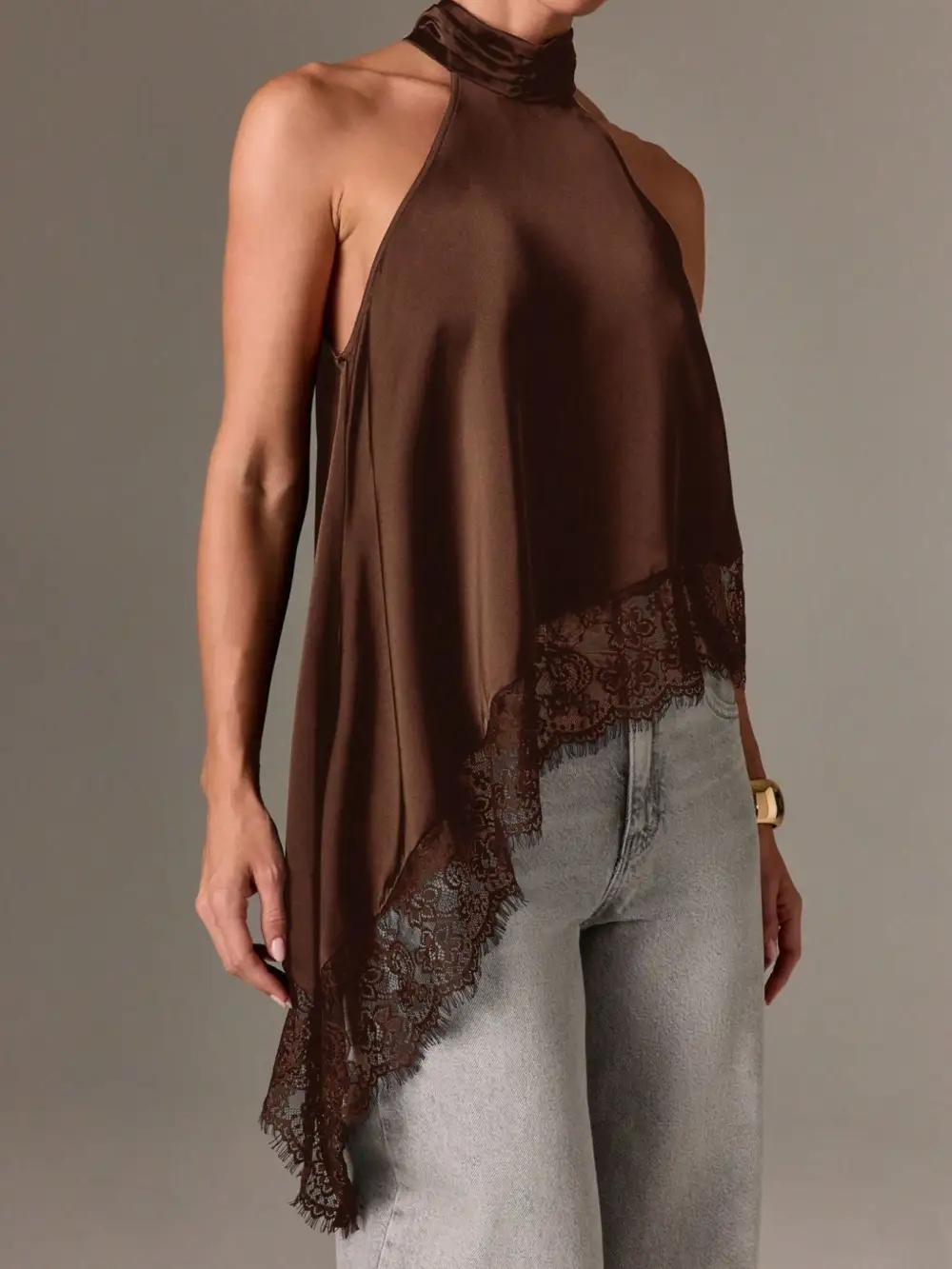 Halter Neck Lace Trim Cami