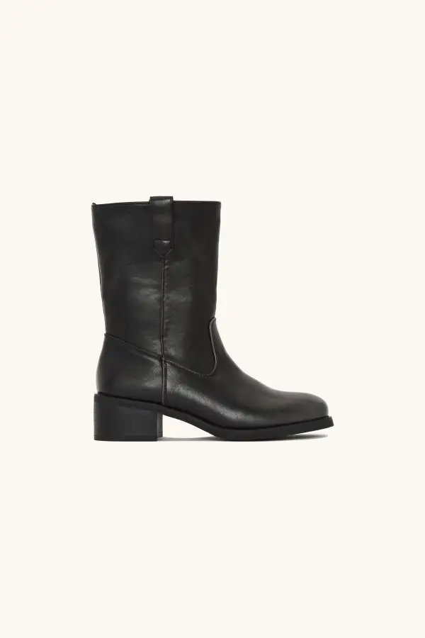 Mid Height Block Heel Riding Boots