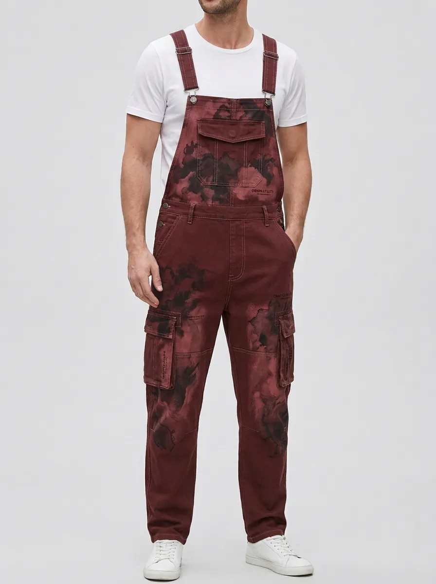 Camo Print Utility Cargo Overalls
