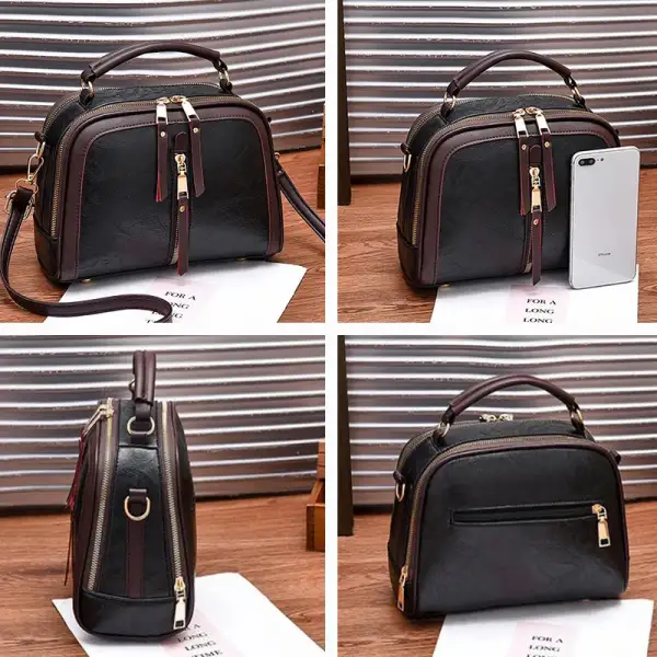 Chic Red Multi-Zipper Crossbody Bag