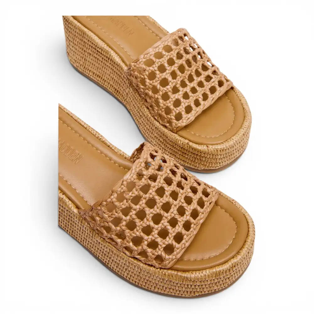 Brandy Raffia Platform Wedge Slide Sandal