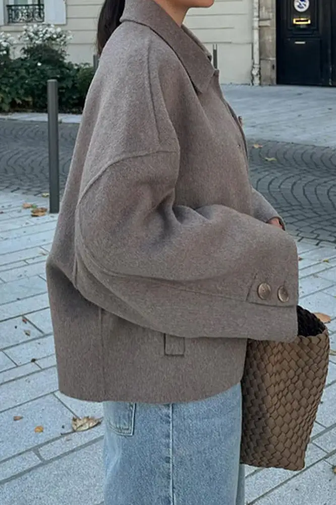 Turn-Down Collar Loose Long Cardigan