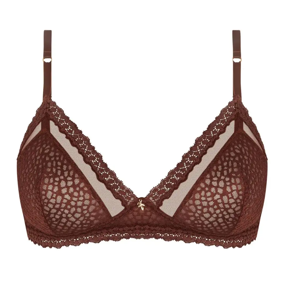 Women's Wireless Adjustable Straps Lace Shimmer Detail Bra