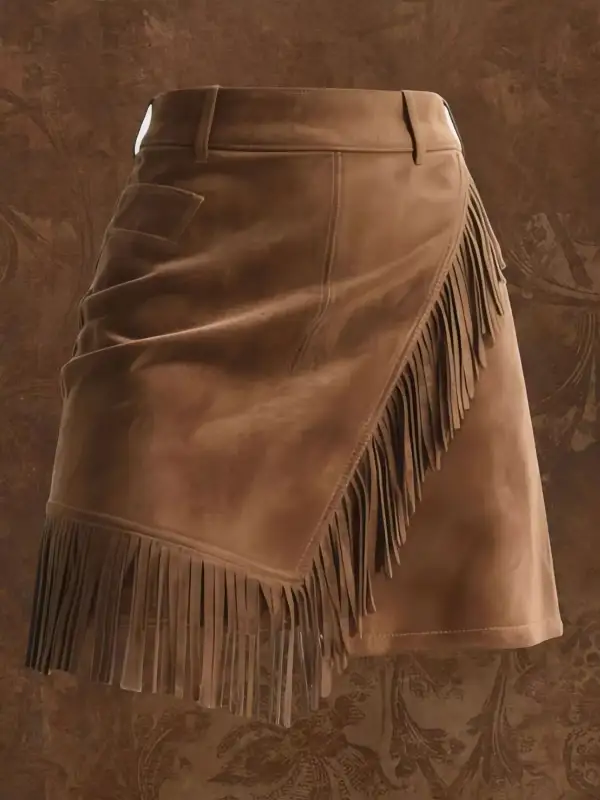 Fine Fringe Suede Skirt