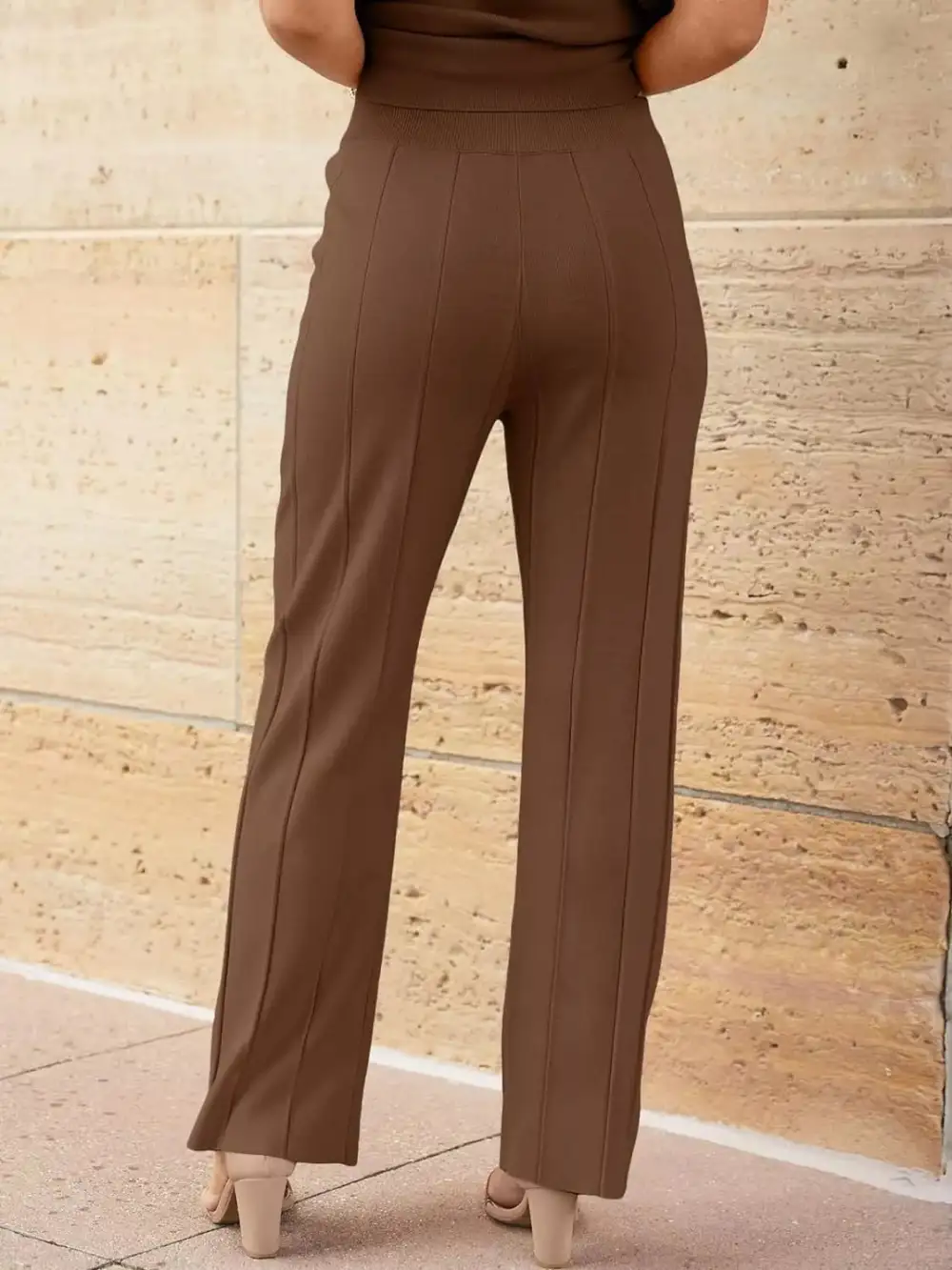 Casual Solid Cap Sleeve Top and Pants Knit Set