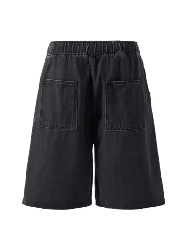 Drawstring Loose Fit Washed Denim Shorts