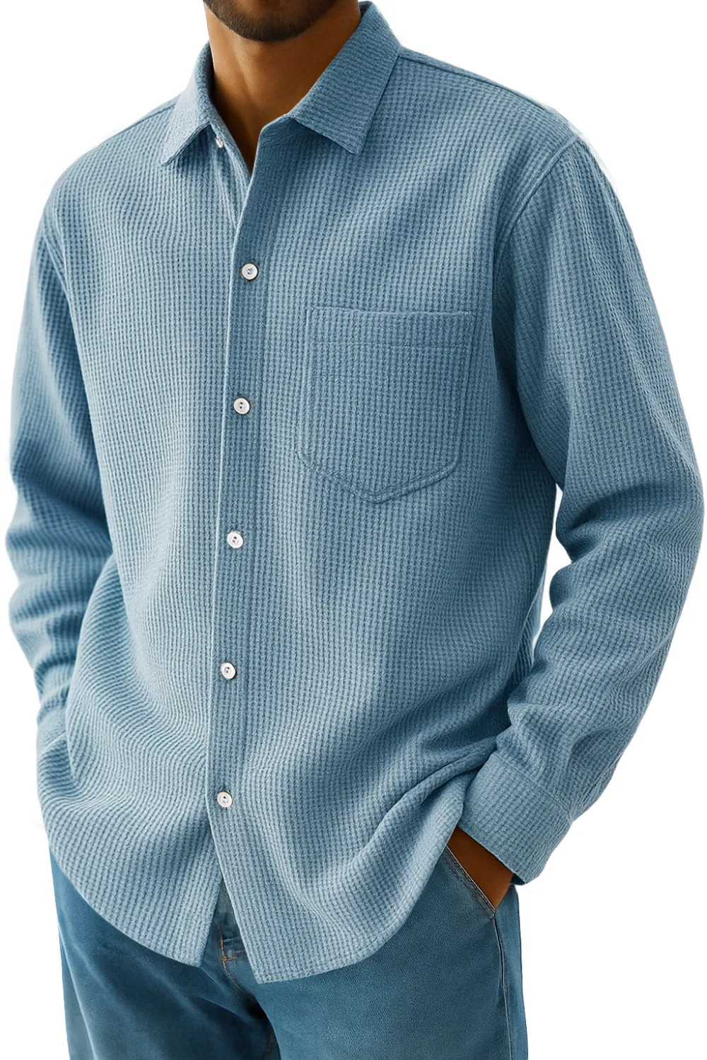 Relaxed Textured Knit Pocket Shirt