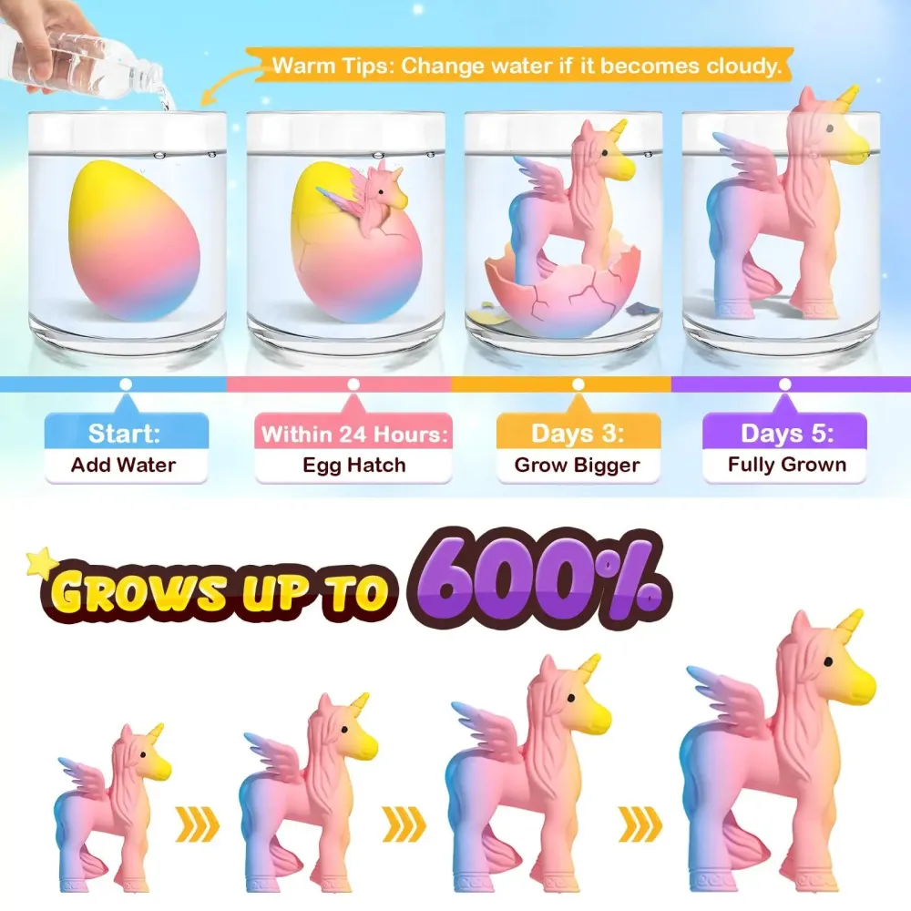 🦄Magical Hatching Unicorn Eggs✨6 Pack Enchantment & Surprise💦Water-Grow & Spark Joy — Kids’ Enchanted Surprise Toy🎁 -8RH7