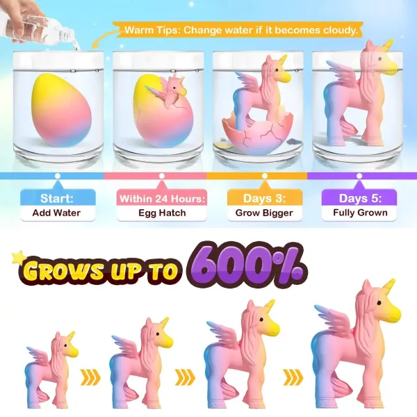 🦄Magical Hatching Unicorn Eggs✨6 Pack Enchantment & Surprise💦Water-Grow & Spark Joy — Kids’ Enchanted Surprise Toy🎁 -8RH7