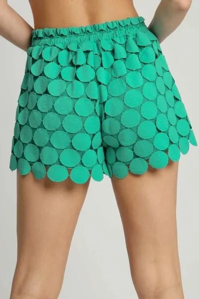 Relaxed Full Size Polka Dot Lace Shorts