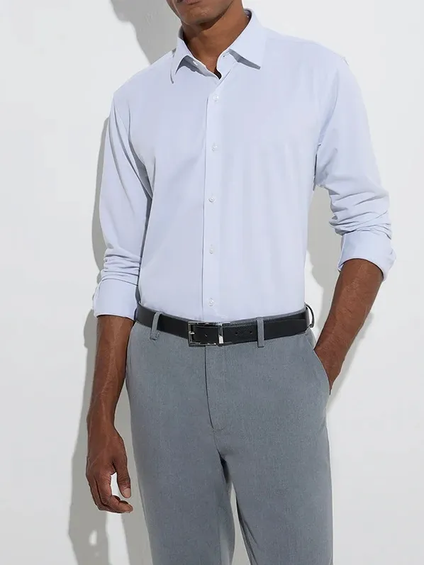 Light Grey Solid Skinny Man's Shirt
