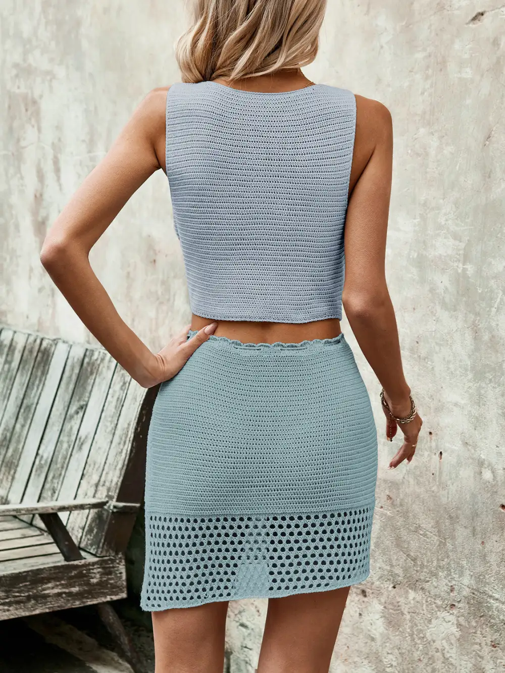 Button Front Sleeveless Coordinated Set