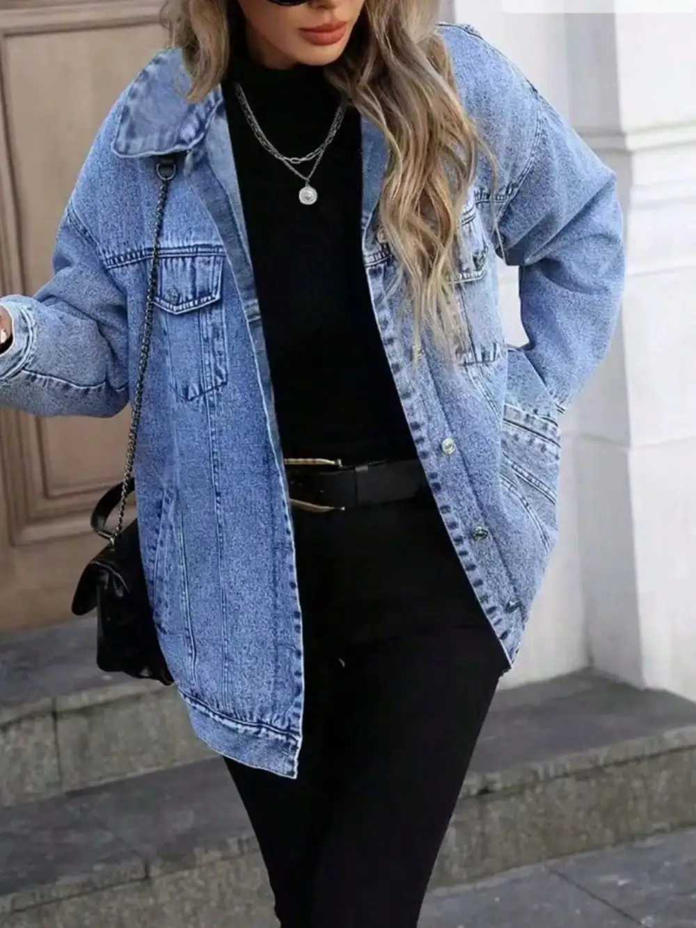 Washed Button Up Oversized Jacket