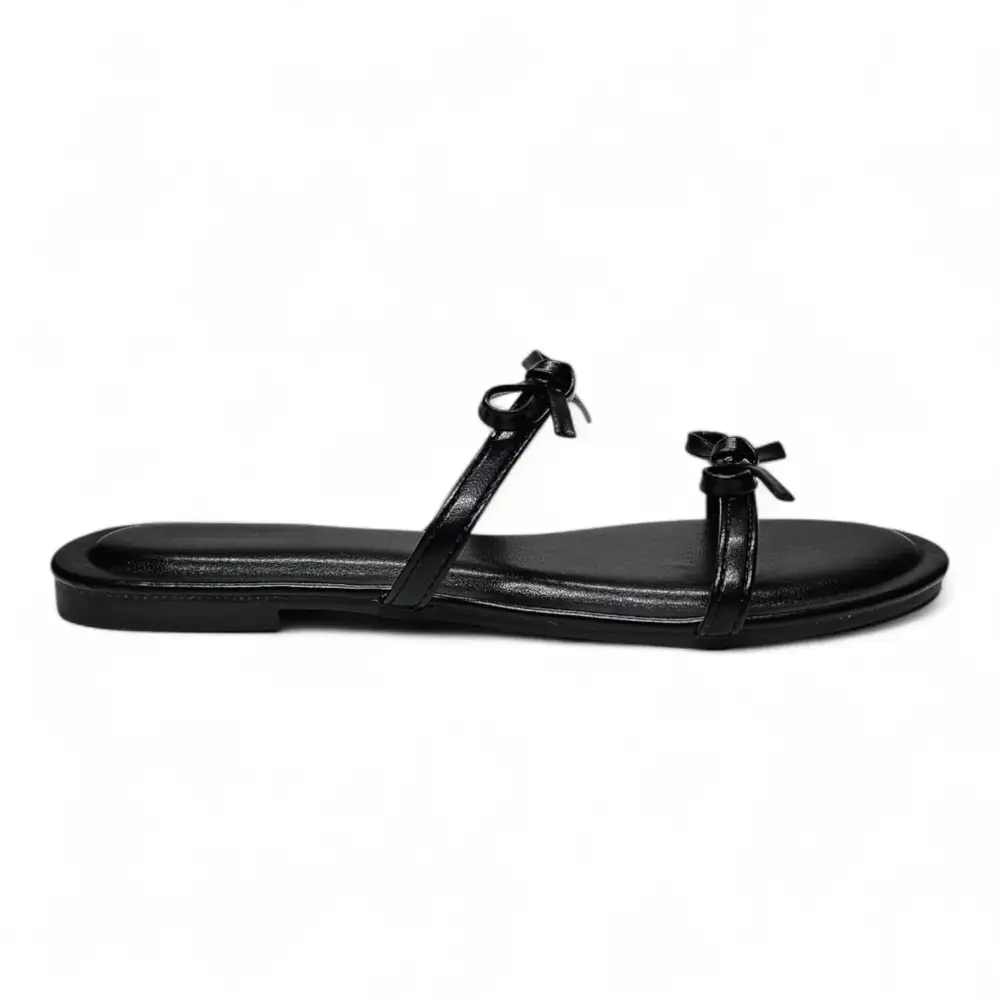 Wallet Double Bow Strap Slide Sandal