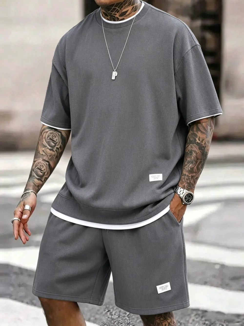 Men's Short-Sleeve T-Shirt & Drawstring Short Set Tank Top & Short 2-Piece Set