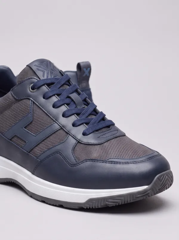Leather-Panel Mesh-Panel Paneled Men's Athletic Sneakers