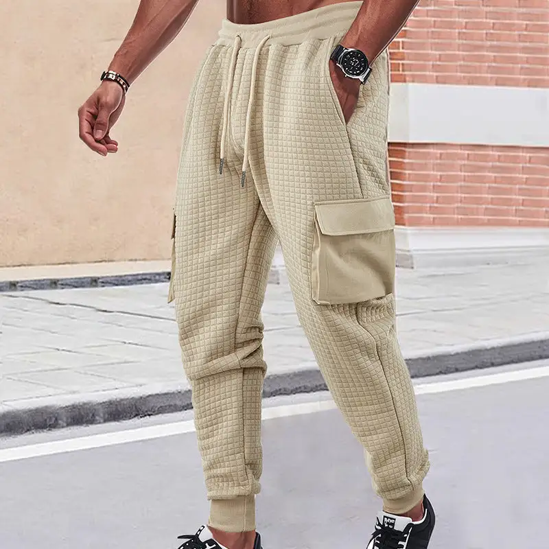 Men's Quilted Cargo Pants Waist Pockets Cargo Pants