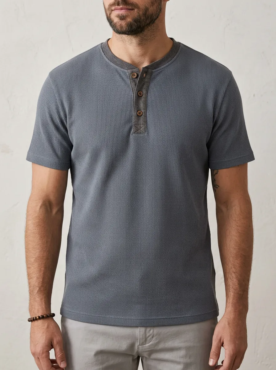 Modern Soft-Look Men's Short-Sleeve Henley Shirt