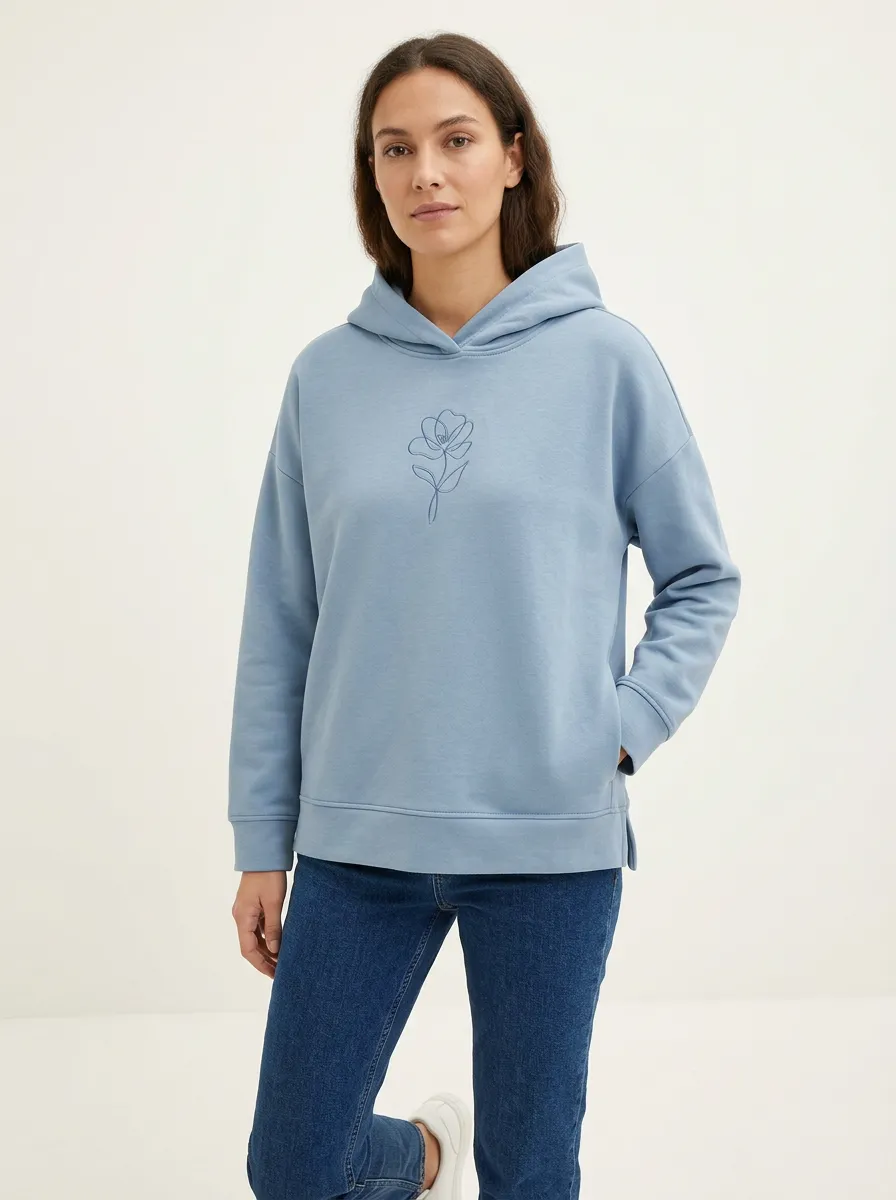 Women's Classic Floral Line Art Minimal Graphic Hoodie