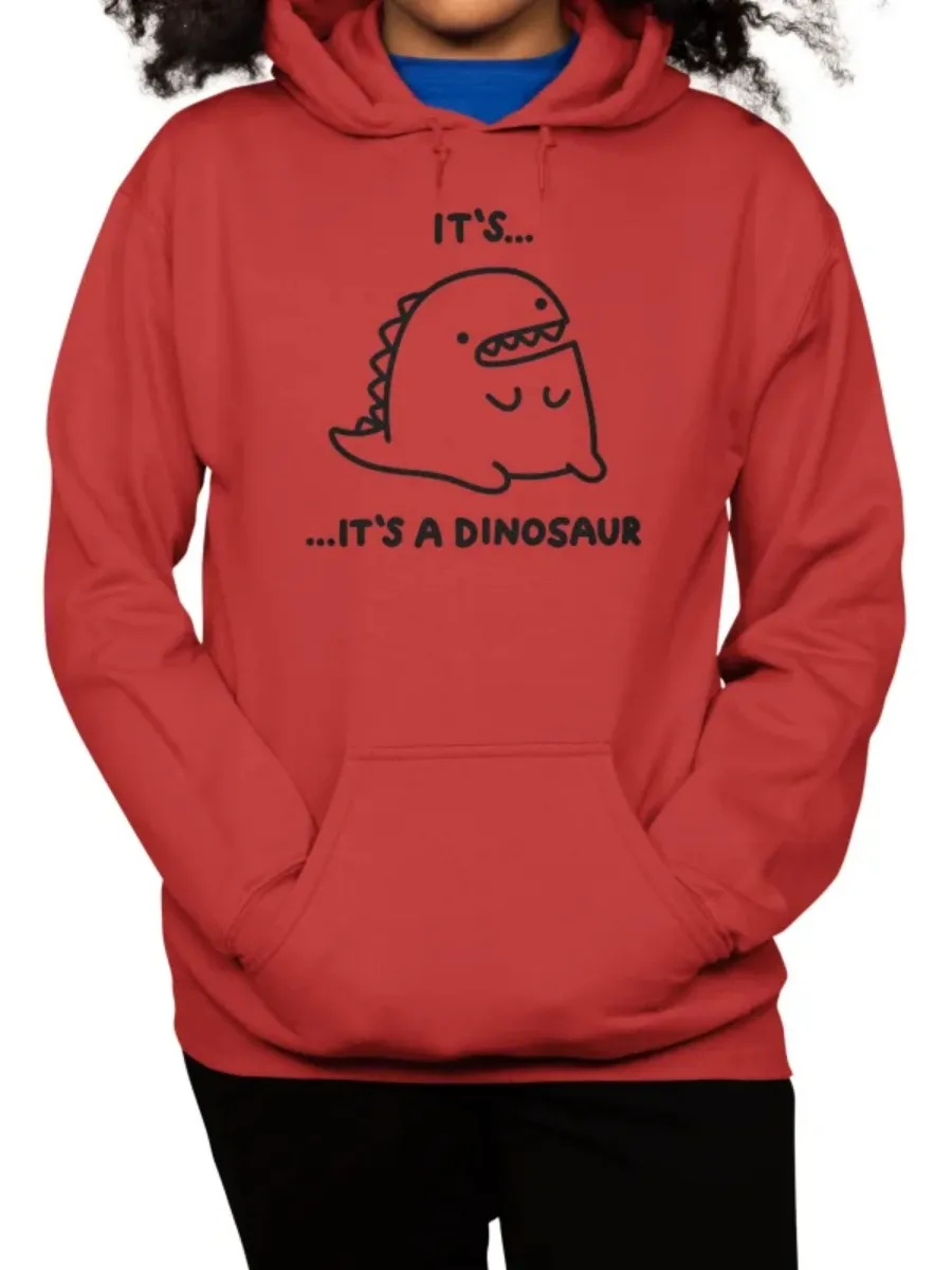 Pocketed Dinosaur Graphic Hoodie