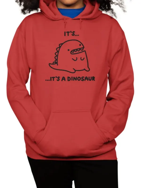 Pocketed Dinosaur Graphic Hoodie