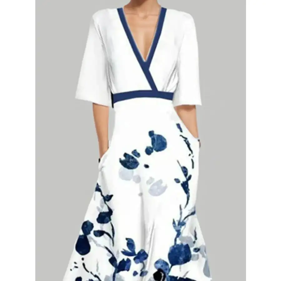 Floral Print Half Sleeve Maxi Dress