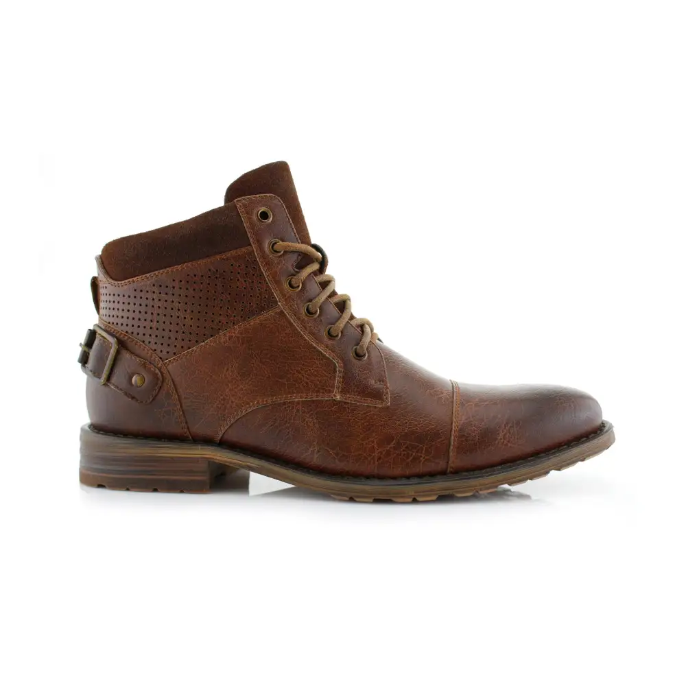 Faux-Suede Suede Faux-Leather Combat Boots