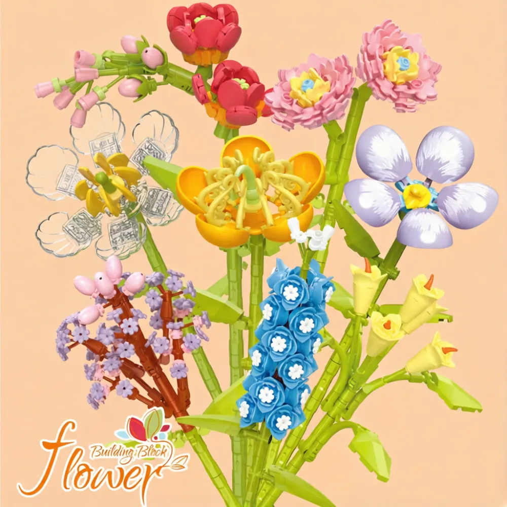 Flowers Bouquet Building Blocks Toy Set, Flower Bouquet Building Kit with Rose, Sunflower Wildflower Collection,Gifts, Home Decor -8RH7