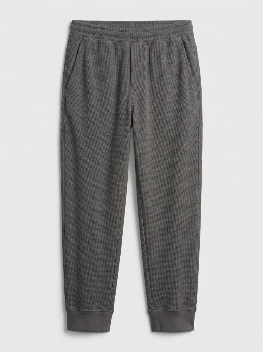 Unisex Casual Daily Wear Charcoal Waffle Knit Jogger Pants