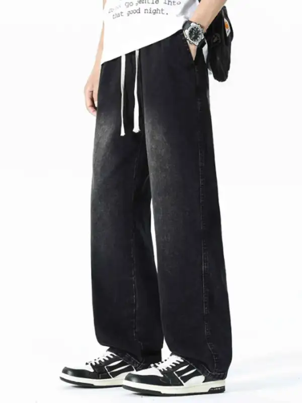 Everyday Drawstring Wide Leg Jeans