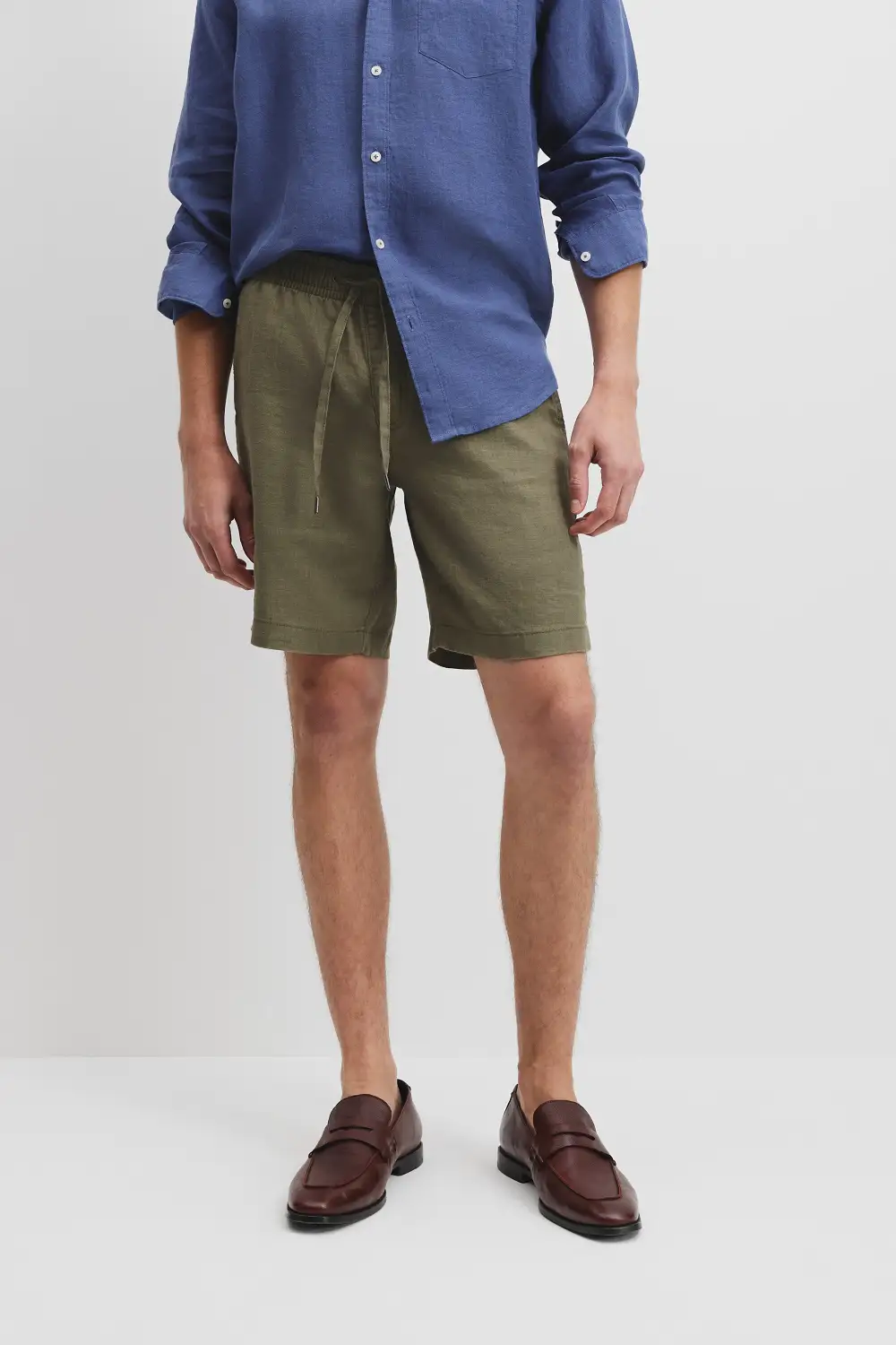 Men's Detailed Drawcord Linen Shorts