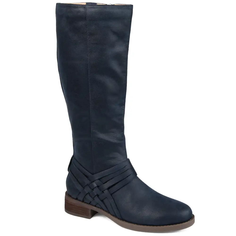 Woven Detail Wide Calf Riding Boots