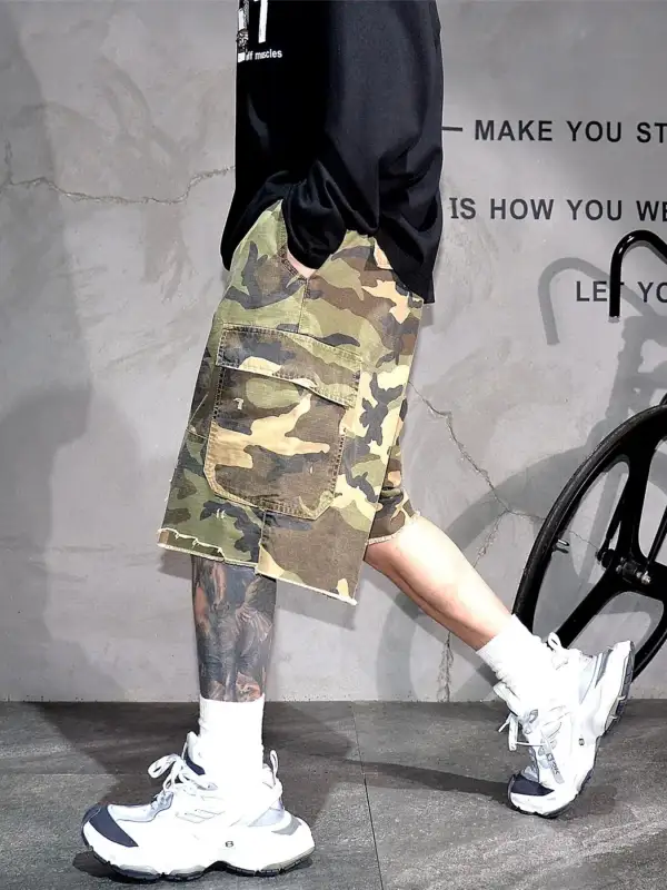 Drawstring Utility Pocket Casual Shorts